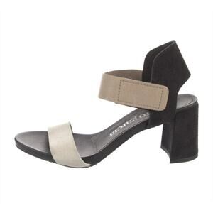 Pedro Garcia Nara Sandal Heel SIZE 41.5 US 11.5 BEIGE BLACK Suede Womens